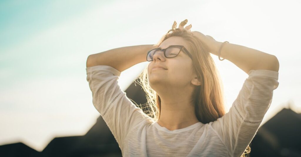 Woman in sunshine