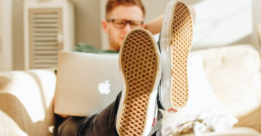 Young man working on laptop