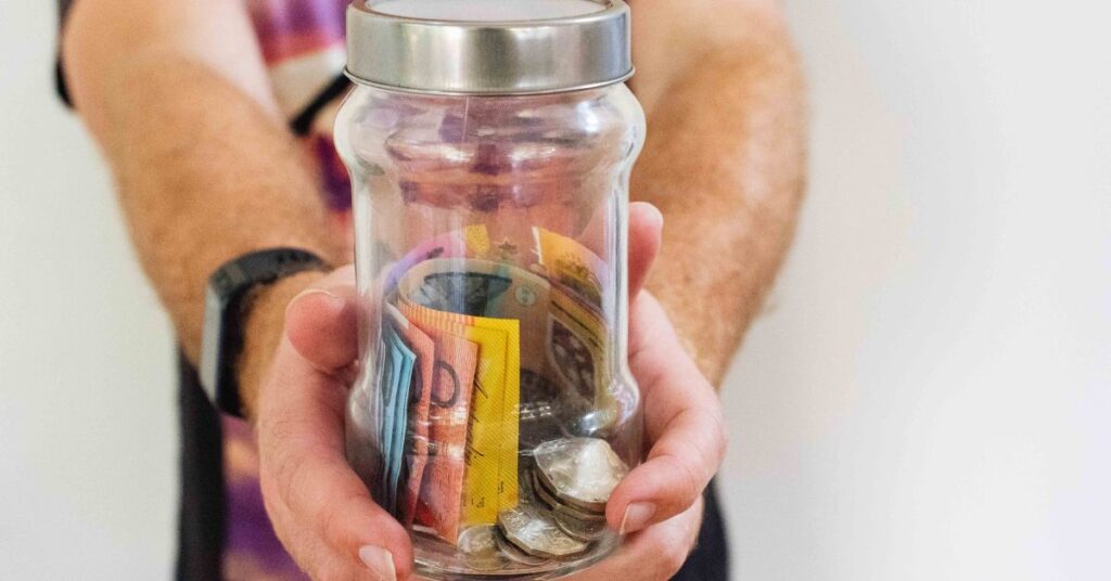 Australian money in a jar