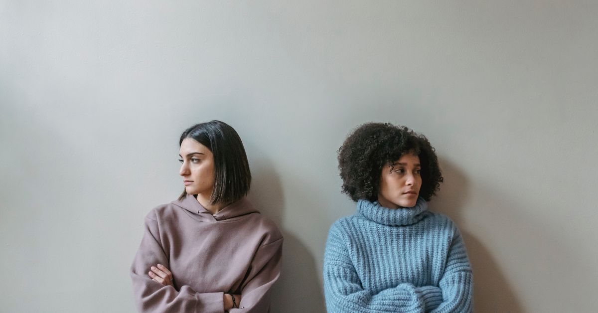 Two young women in conflict