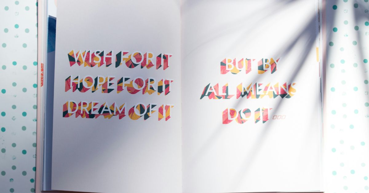 Inspirational quote in a journal